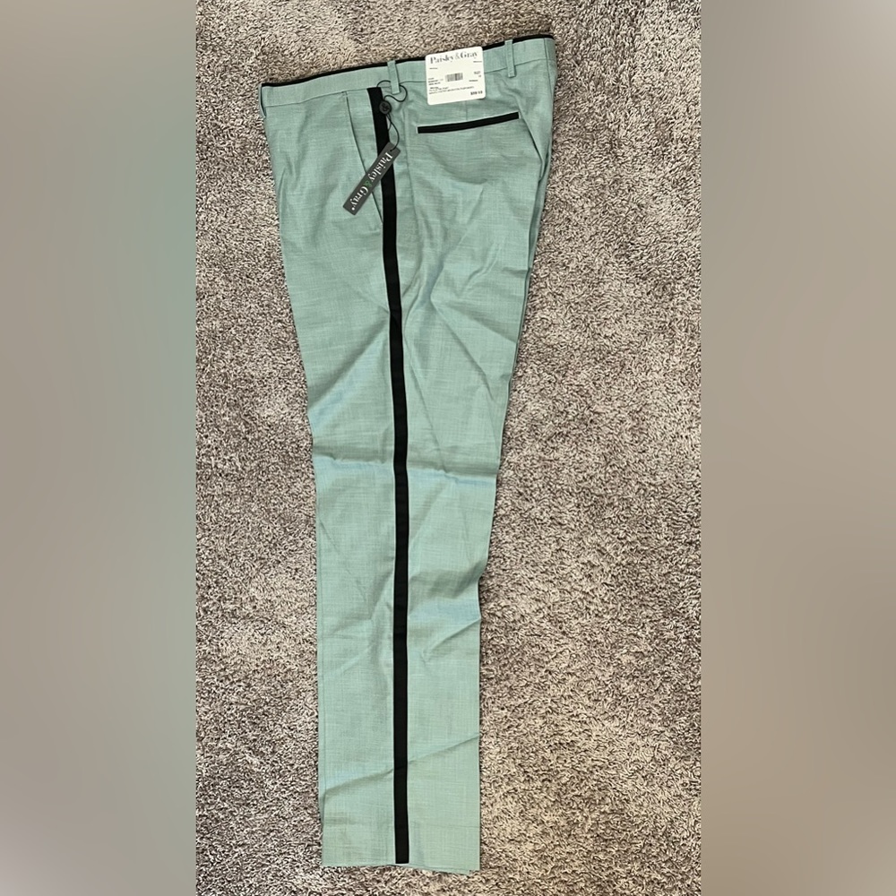 Paisley & Gray! Brand New! Slim Fit Pants. Green with Black Stripe. Size 36